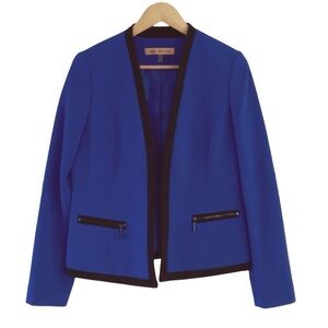 NIPON BOUTIQUE Jacket Open Blazer Royal Blue Black Size 6